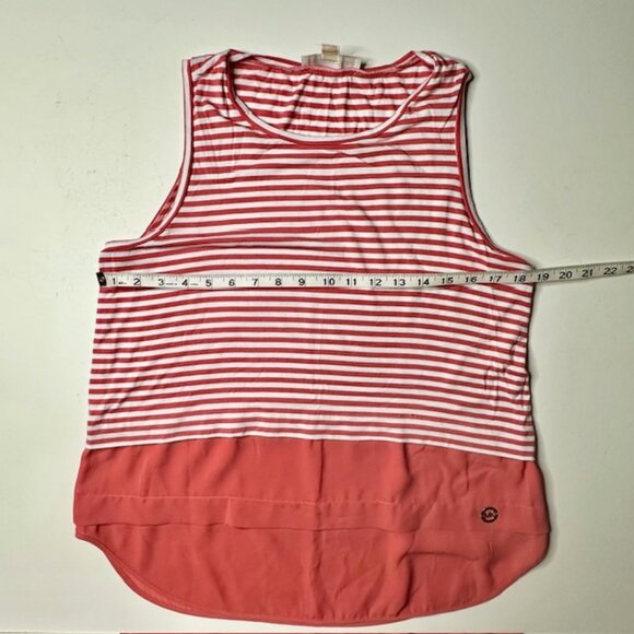 Michael Kors Women’s Striped Chiffon Bottom Burnt Orange Tank Top Size M - Picture 4 of 7